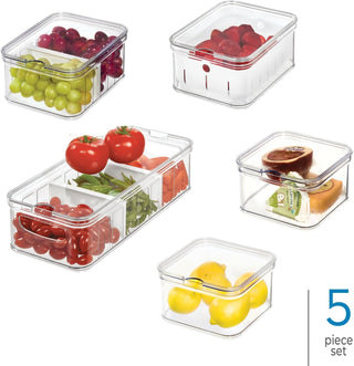 Refrigerator Crisp Bins with Removable Dividers (5-Piece Set)