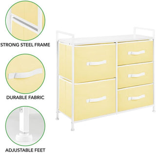 Jane 5-Drawer Tall Storage Unit - Yellow/White