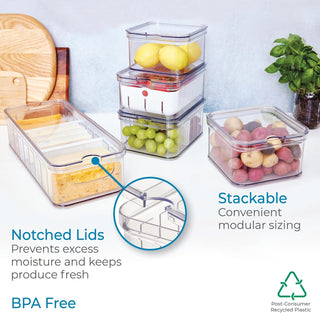 Refrigerator Crisp Bins with Removable Dividers (5-Piece Set)