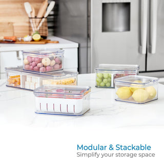 Refrigerator Crisp Bins with Removable Dividers (5-Piece Set)