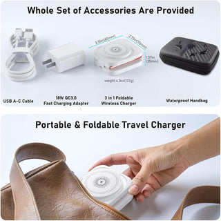 Foldable Wireless Charger for iPhone, Android, and Qi-Enabled Devices (White)