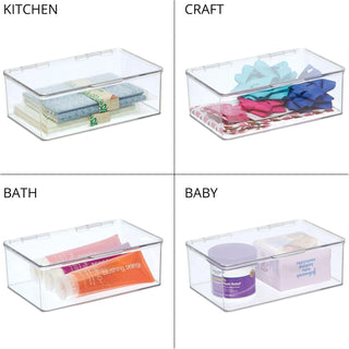 Stackable Organizer Box with Hinged Lid (16-Pack) - Clear