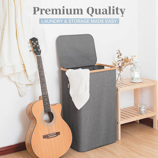 Bamboo Dual Section Laundry Basket