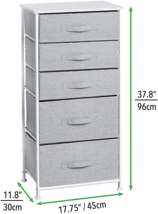 5-Drawer Slim Tall Storage Unit - Gray/White