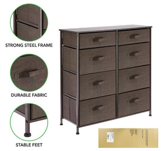 8-Drawer Storage Unit with Slim Drawers - Espresso