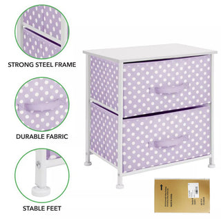 Polka Dot 2-Drawer Storage Unit - Wisteria/White