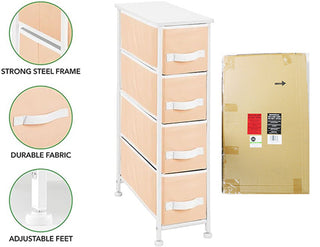 Jane 4-Drawer Narrow Storage - Cantaloupe/White