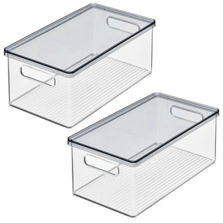 Plastic Storage Organizer Bins with Smoked Lids (2-Pack)