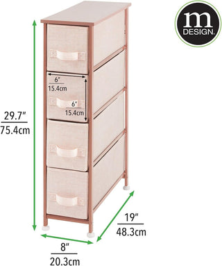 4-Drawer Narrow Storage Unit - Light Pink/Rose Gold