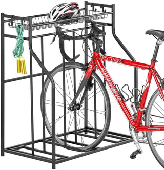 Bike Rack with Storage Basket - Black