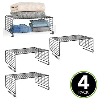 Modern Versatile Metal Closet/Cabinet Organizer (4-Pack) - Graphite