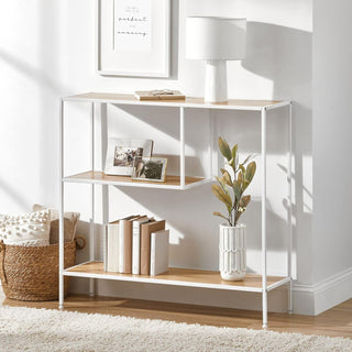 Console Table with 2-Tier Shelf - White/Modern Oak