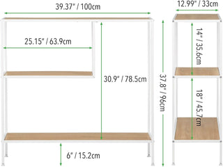 Console Table with 2-Tier Shelf - White/Modern Oak