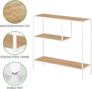 Console Table with 2-Tier Shelf - White/Modern Oak