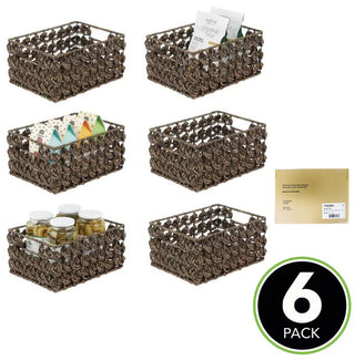 Seagrass Rose Weave Pantry Basket (6-Pack) - Brown