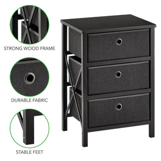 3-Drawer Foldable Storage Unit - Black