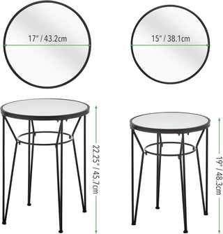 Round Hairpin Leg Mirror Accent Table (2-Pack) - Black Finish