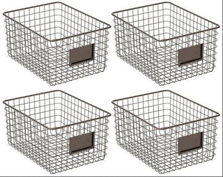 Baskets with Tag Holder in Bronze (8-Pack)