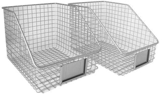 Metal Slanted Durable Baskets with Tag Holder (4-Pack)