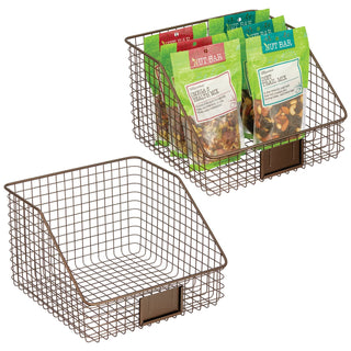 Slanted Wire Basket with Tag Holder (2-Pack) - Bronze