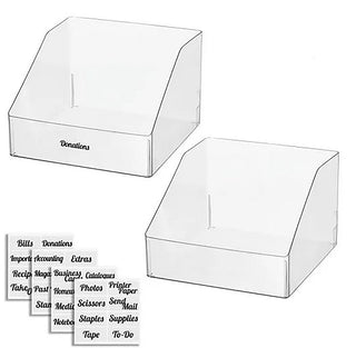 Slanted Office Bin with Labels (2-Pack)