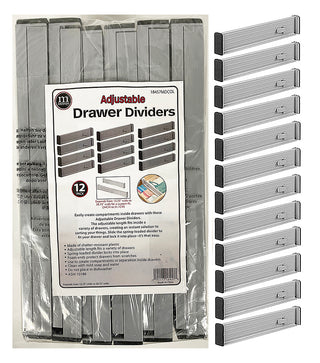 Adjustable Drawer Dividers (12-Pack) - Gray