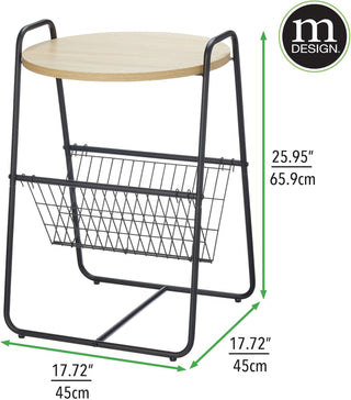 Side Table with Wire Storage Basket - Natural/Black