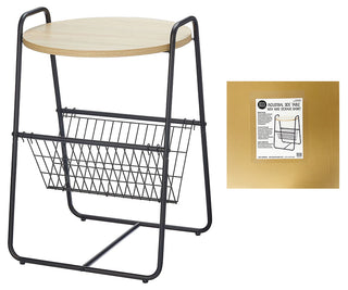 Side Table with Wire Storage Basket - Natural/Black