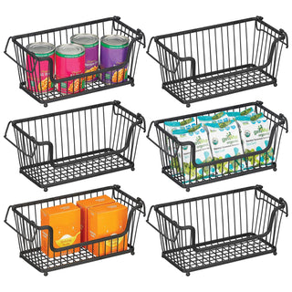 Space Saving Stacking Basket (12-Pack) - Black