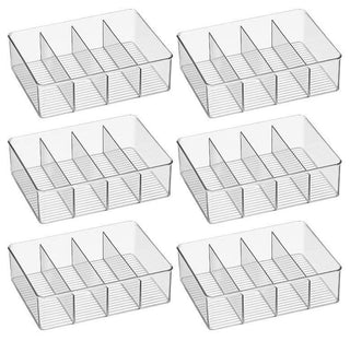 4-Section Organizer Bin (12-Pack) - Clear