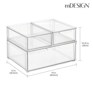 Stacking Drawer Combo (3-Piece Set) - Clear (2-Pack)