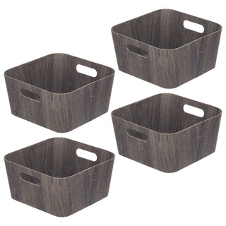 Wood Grain Organizer Bin with Handles (4-Pack)