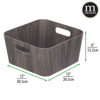 Wood Grain Organizer Bin with Handles (4-Pack)