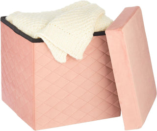 Luxurious Storage Ottoman - Velvet Pink