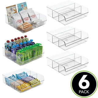 3-Section Front Dip Organizer Bin (6-Pack) - Clear