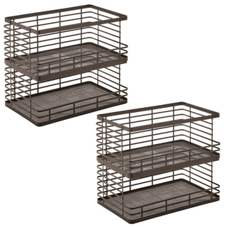 Kitchen Stacking Wire Basket with Open Front (4-Pack) - Bronze