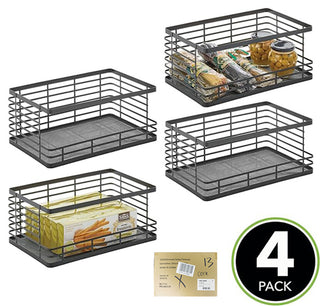 Flat Wire Open Front Basket (4-Pack) - Black