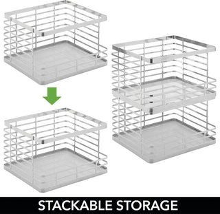 Open Front Stacking Flat Wire Pantry Basket (4-Pack) - Chrome