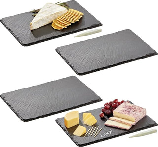 Slate Stone Tray with Chalk Pencil (4-Pack)