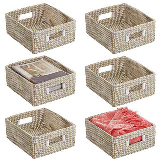 Seagrass Pantry Basket with Handles (6-Pack) - Natural/White