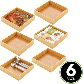 Bamboo Drawer Organizer Bin (6-Pack)