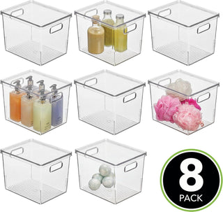 Organizer Bin with Lid and Handles (8-Pack) - Clear