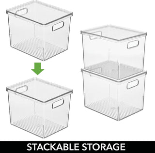 Organizer Bin with Lid and Handles (8-Pack) - Clear