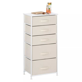 5-Drawer Tall Storage Unit - Cream/White