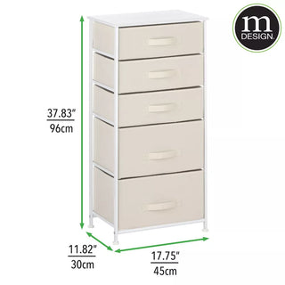 5-Drawer Tall Storage Unit - Cream/White