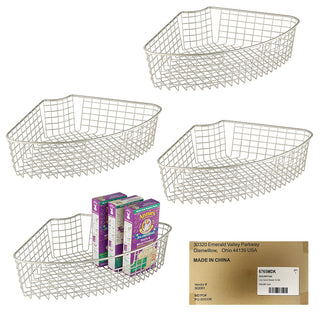 Lazy Susan 1/4 Wire Basket with Handle (4-Pack) - Satin