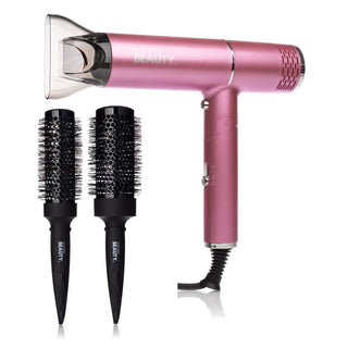 AirFold Ionic Foldable Dryer + Blowout Brush Kit (with 2 Detachable Heads)