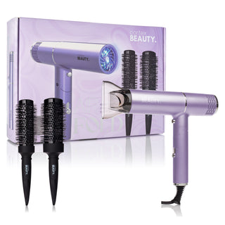 AirFold Ionic Foldable Dryer + Blowout Brush Kit (with 2 Detachable Heads)