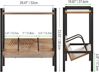 Contemporary Wood Side Table with Bookshelf