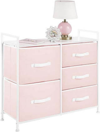 5-Drawer Tall Storage Organizer - Pink/White